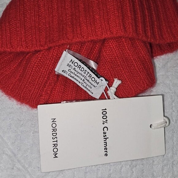Nordstrom Rib Cashmere Beanie in Red - Picture 3 of 6